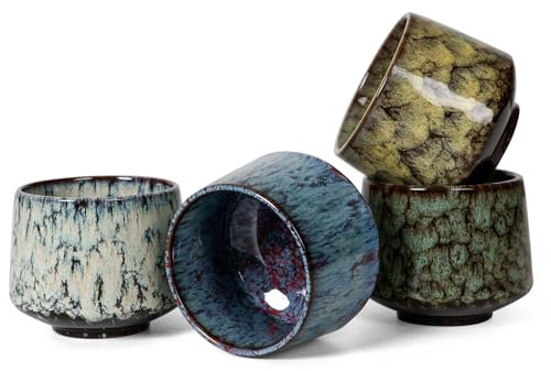 NOVAJOY | Juego de tazas de espresso | 4 piezas | 180 ml | taza de café de alta calidad de gres | sin asa | apta para lavavajillas | tazas de café | moca | regalo en diseño moderno