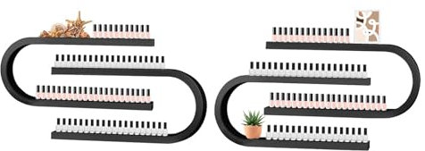JTWWDM U-Förmiges Aufbewahrungsregal für Parfümflaschen, Multifunktionales Wandregal für Lippenstift Nagellack, An Der Wand Montiertes Make-Up-Display, Hängendes Nagellack-Regal,Schwarz,2P