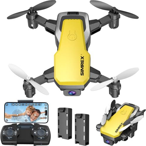 SIMREX X300C Mini Drone with Camera 720P HD, RC Quadcopter Foldable, Altitude Hold, 3D Flip, Headless Mode, Gravity Control and 2 Batteries, Gifts for Kids, Adults, Beginner，Yellow