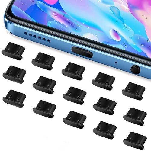 BFQZ 15 Piece of Type C Dust Cover, USB Type C Anti Dust Cap Cover Port Plugs Protector Compatible, Type C Dust Protection Plug, USB C Dust Plug for All Type-C Smartphones and Tablets (Black)