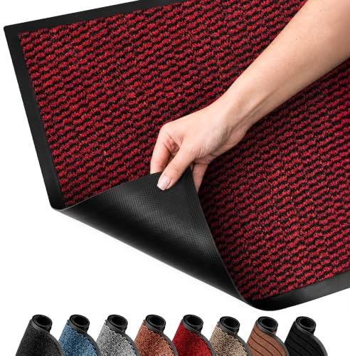 SG Traders Washable Door Mat - Non-Slip Rubber Backed Doormats Indoor & Outdoor - Highly Absorbent Door Mats, Floor Mat, Kitchen Mat, Perfect Dust Grabbing Doormats Dirt Trapper (60x120cm-Red)