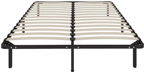 HOMCOM Struttura Letto Matrimoniale 160x190 cm a 28 Doghe, Rete Matrimoniale in Legno con Struttura in Acciaio e Spazio Contenitore Inferiore, per Camera da Letto, Montaggio Facile, Altezza 31cm, Nero