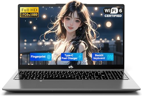 NIMO 15.6 FHD Laptop, 4 Cores Intel Twin Lake (up to 3.6GHz Beat i3-10110U) 8GB RAM 256GB SSD for Student & Office with 2 Year Warranty 65W Type-C, 53.58Wh Battery Backlit Keyboard Fingerprint