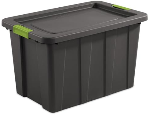 Sterilite 4-Pack Storage Bins with Lids, Heavy Duty Totes, Tuff1, 30 Gallon, Flat Gray