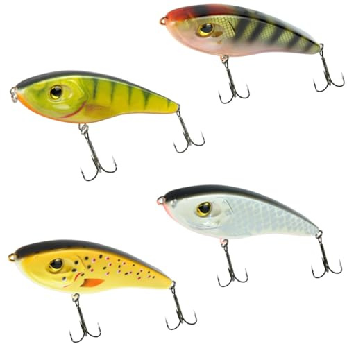 4 Seika Pro Wobbler Sendai 11,5cm 32g - Köderset zum Hechtangeln, Hechtwobbler zum Spinnfischen, Raubfischwobbler, Jerkbait zum Kunstköderangeln