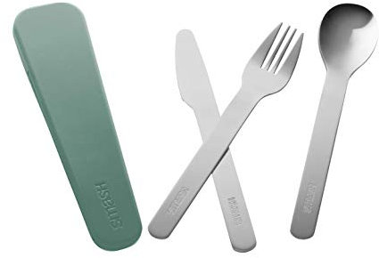 Smash Stainless Steel Travel Cutlery Set with Silicone Case Sage