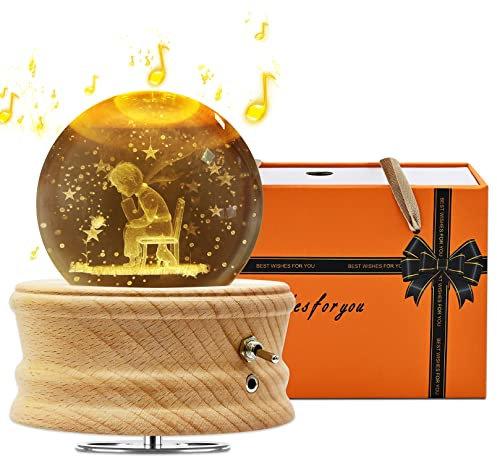 Sentasi Spieluhr Kristallkugel 3D, Spieluhren Warmlichtprojektion und um 360° Drehbare, Musical Box für Kinder/Erwachsene/Geburtstag/Mama