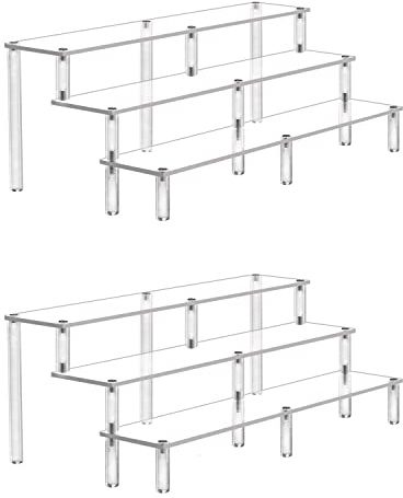 AZEAM Acryl Riser Ausstellungsregal 3-stöckiges Display Erhöhung Funko Pop-Figuren Display Ständer große Erhöhungen für Cupcake Organizer Kollektion Arbeitsplatte Schreibtischplatte