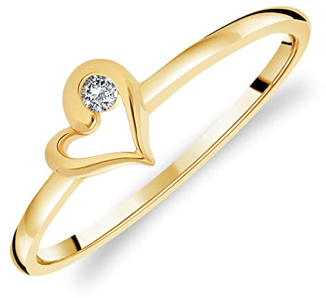 Bague Coeur pour Femme en Or Jaune 375/1000 sertie Diamants blancs