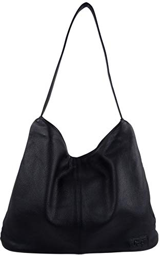 Gigi Damen Handtaschen Schultertasche aus der Zita-Kollektion, Leder, Schwarz