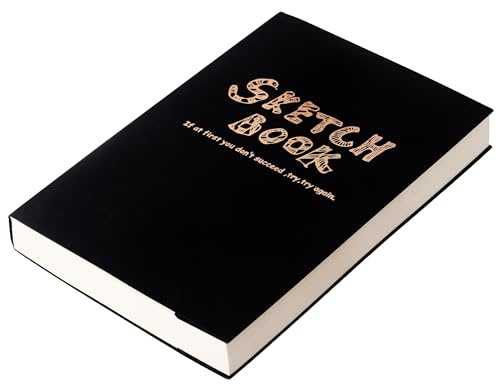 SuyuanArt A5 skissbok med kraftpappersskydd, 1 förpackning 120 ark (76 lbs/100 gsm), öppen bindande skissblock tom journal anteckningsbok för skiss, rita, klotter eller anteckna