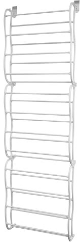 MinaLiving Tür Schuh Organizer - Hänge Schuhregal für Türen mit 3 Verschiedenen Haken - Schuh Hängeregal für 36 Paar Schuhe - Langlebiger Kunststoff- & Edelstahlrahmen - Einfache Montage