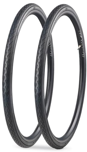 MEGHNA 2X Rennradreifen 700x35c 37-622 mit 3 mm Pannenschutz Fahrradreifen Drahtreifen für Rennrad/Road Bike/Hybrid Bike Fahrrad Mantel (Voll-Schwarz, 700x35c)