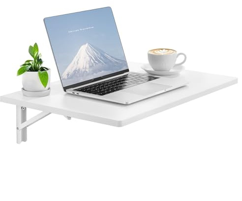 VEVOR Wandklapptisch, 60 x 40 cm, Klapptisch, schwebender Schreibtisch mit Eisenhalterung, herunterklappbarer Schreibtisch für kleine Räume, Heimbüro, Esszimmer, Waschküche, Küche, Bar, weiß