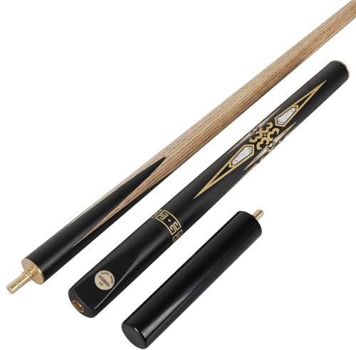 Dysdensa Stecca da biliardo artigianale da 145 cm in legno di frassino nero-oro con estensione, costruzione professionale da 18 once, ideale per snooker e biliardo
