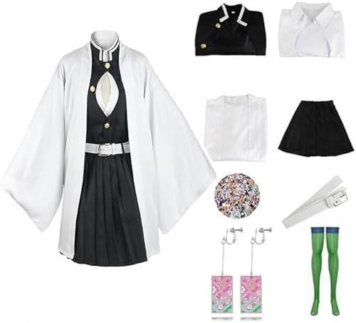 KHHK Anime Demon Kanroji Mitsuri Cosplay Costume Kimetsu Kimono Outfit For Adult Kids For Halloween Carnival Party(S, White)