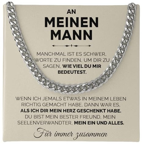 SOFIA FERRER Jahrestag Geschenk für Ihn, Halskette Herren, Ich Liebe Dich Geschenke für Männer, Ehemann, Hochzeitstag Geschenke für Männer, Edelstahl Kette, Valentinstag für Ihn (Zusammen)