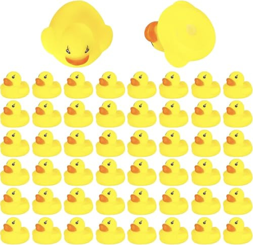 DERAYEE Petit Canard en Caoutchouc Jaune,50Pcs Mignon Mini Canard Jaune Flottant Jouet de Bain pour Douche/Anniversaire/Fournitures de Fête