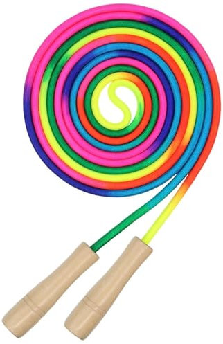 Kids Jump Rope Colorful Wooden Skipping Rope Adjustable 5.5 Yard Long Double Dutch Jump Ropes for Fitness, Workout Exercise Student Sports Equipment.