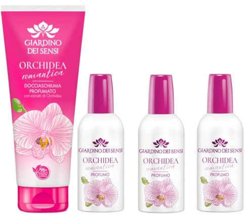 Giardino Dei Sensi Orchidea Romantica – Profumo Spray 100 ml + Doccia Schiuma 100 ml In Omaggio – Fragranza delicata, set completo per un rituale di bellezza (3 Unità)