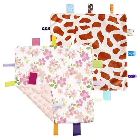 CREVENT Couvertures avec étiquette de sécurité pour bébés, Douces petites doudous pour garçons, Couverture réconfortante sensorielle pour bébé, Excellents cadeaux pour anniversaire et fête prénatale