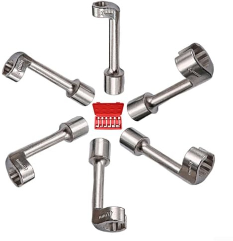 Set di 6 chiavi a bussola per carburante diesel automobilistico con attacco da 1/2 e dimensioni 12, 14, 16, 17, 18, 19 mm, con custodia portatile per una facile conservazione e trasporto