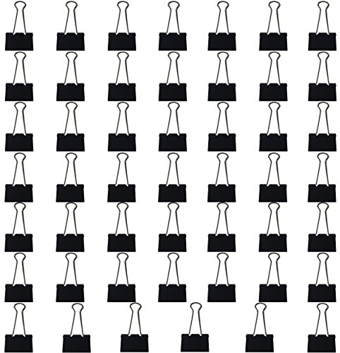 Clipco Binder Clips Large 1.5-Inch Black (48-Pack)