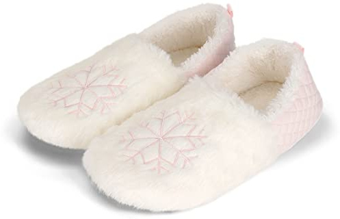 AONEGOLD Pantofole Donna Invernali Peluche Caldo Eleganti Pantofole da Ballerina Lavorato a Maglia Morbide Antiscivolo Piatte Scarpe(Rosa,Taglia 36-37)
