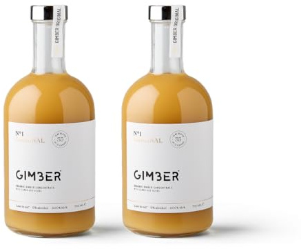 Concentré de gingembre Gimber 100% naturel et bio. La boisson au gingembre | N°1 2x700 ml Original | Concentré de gingembre bio, boisson au gingembre sans alcool au thym citronné, concentré vegan