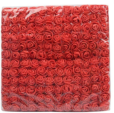 zorpia Mini Pe Artificial Rose Flower Heads 144pcs Mini Fake Roses DIY Wedding Flowers Accessories Make Bridal Hair Clips Headbands Dress (Red)