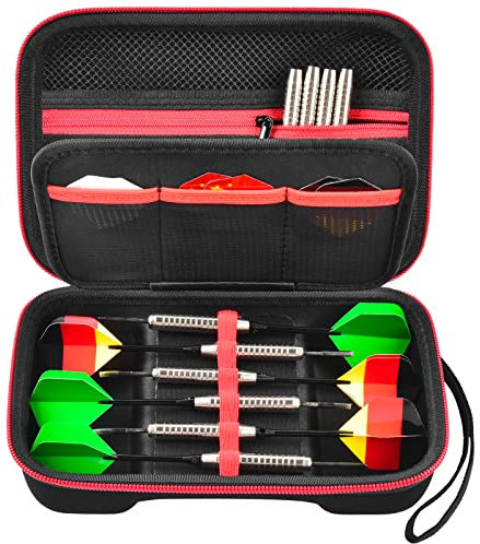 PAIYULE Dart Tasche Darts Hülle für 6 Steel Dartpfeile und Soft Darts Pfeile Set, Dartkoffer Box Aufbewahrungshalter für Flights, für Spitzen, für Schaft, für Gummiringe, Bag Only