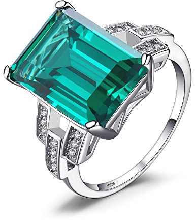 JewelryPalace 5.9ct Bague Solitaire Simulé Emeraude, Bague Pierre Vert Cocktail Pour Femme en Argent Sterling 925, Bagues Femme Argent Ensemble de Bijoux, Cadeau d'Anniversaire