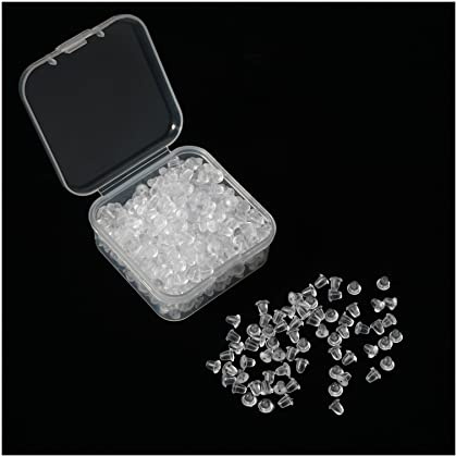 500 Pezzi Fermagli per Orecchini in Silicone 4 x 4 mm Trasparenti Tappo Antiallergico per Orecchini in Silicone con Scatola di Immagazzinamento