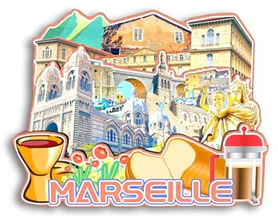 Quwsne Calamita da frigorifero Marsiglia Francia magnete da frigorifero souvenir da viaggio città regali turistici 3D classici punti di riferimento artigianali fatti a mano decorazione della casa -