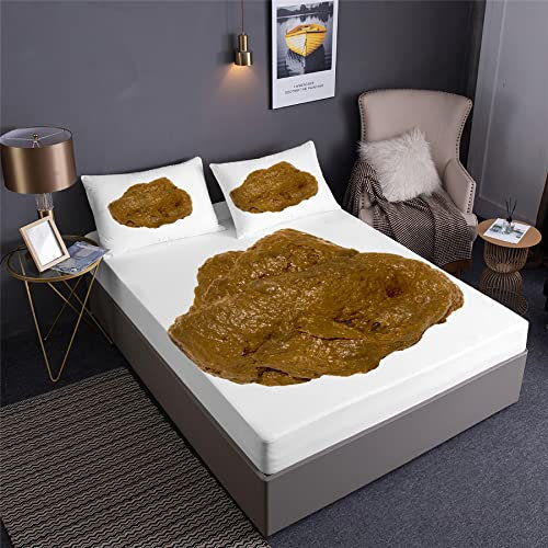 Faeralei Spannbettlaken Set Heilige Scheiße Bettwäsche-Sets 3 Teilig Frecher Defecate Gag Geschenk Poop,Enthalten 1 Spannbettlaken + 2 Kissenbezüge (B,Spannbettlaken 3 Teilig-King)