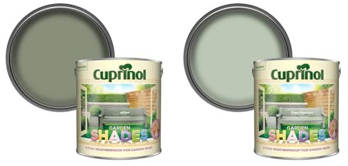 Cuprinol 5083484 Garden Shades - Willow (2.5L) & 5232385 CUPGSFR25L 2.5 Litre Garden Shades Paint - Fresh Rosemary
