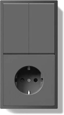 BSEED Interruttore 2 Gang 2 Vie con Presa da Incasso, Interruttore a Parete Moderno Presa Schuko con Cornice in PC, Interruttore a Pulsante con Morsetti e Morsetti per Cavi, Grigio