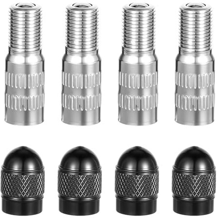 JIYIN Lot de 4 rallonges de valve de voiture - 27 mm - Rallonge de valve de voiture - Adaptateur d'extension - Capuchon de valve - Rallonge pour scooter, voiture, camion