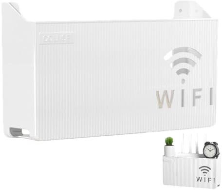 BnyHjir WiFi Router Storage Box, 1 Shelf, Style, Router Rack, Wall Mounted, Floating Shelf
