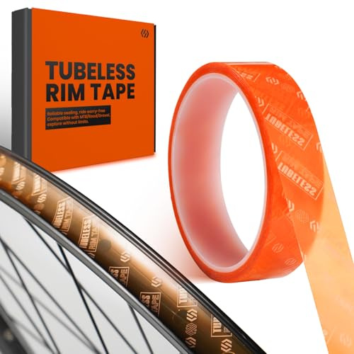 CNCLOL Nastro Tubeless per Cerchi 19/21/23/25/27/30/32/35mm,Semitrasparente Tubeless Rim Tape,Nastro per Ruote Tubeless10m for Bici da Corsa/Bicicletta da Strada/MTB.Arancia-Semitrasparente