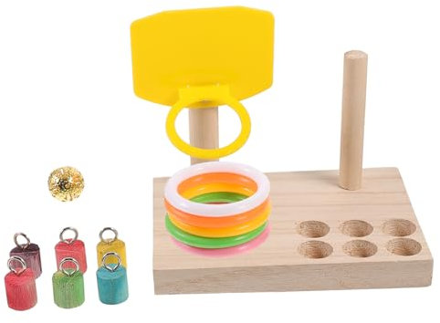 DRESSOOS Papageienspielzeug Aus Holz Trainingsspielzeug Mit Basketballring Für Papageien Sittiche Nymphensittiche Unzertrennliche Vogelkäfig Spielzeug Für Unterhaltung Und Beschäftigung