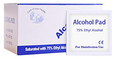 100 PCS Alcohol de Algodón de Algodón, 75% de Alcohol, Limpieza Húmeda para el Cuidado de la Piel Al Aire Libre y Kits de Primeros Auxilios (WHITE)
