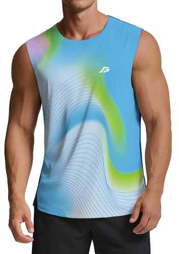 ANGEL CITIZ Men's Running Tank Top Gym Sleeveless T-Shirts Ultra Lightweight Marathon Singlet Training Vest UPF 50+ Blue