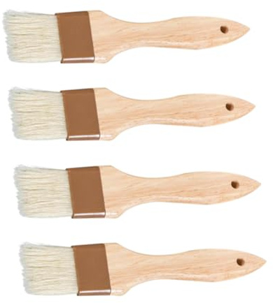 OUNONA 4 Piezas Cepillos para Untar Aceite con Mango de Madera Resistentes al Calor para Barbacoa y Repostería para Cocina Hornear Asar y