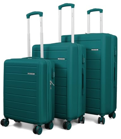 VOYAN Juego de Maletas SDR Verde, Set de Trolley Viaje Expandible de Cabina, Mediana y Grande Rígidas y con Cerradura de Seguridad Cerradura de Seguridad