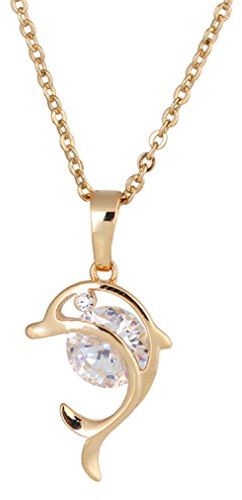 YAZILIND Collier avec Pendentif Mignon Forme de Dauphin Creux Zircon cubique plaqué Or Bijoux pour Femmes