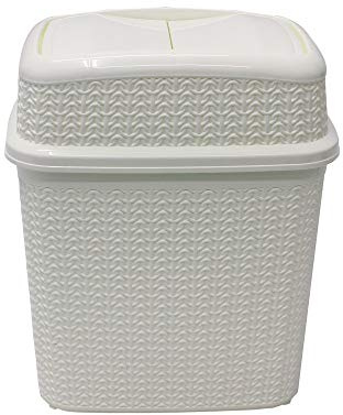 JVL Knit Design Loop Plastic 10 Litre Push Top Bin, White