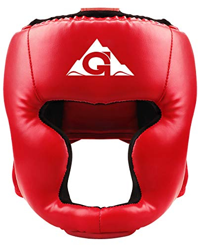 Boxen Kopfbedeckung für Erwachsene PU Leder MMA Helm für Traning Kickboxen MMA Muay Thai Sparring Martial Arts Karate Taekwondo groß rot