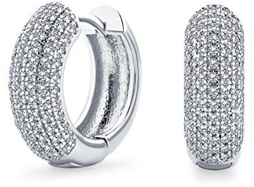 Pendientes De Aro Abrazador De Micro Pavé De Circonia Cúbica Nupcial Para Mujeres Adolescentes, Boda, Baile De Graduación, Fiesta Formal, Plateados