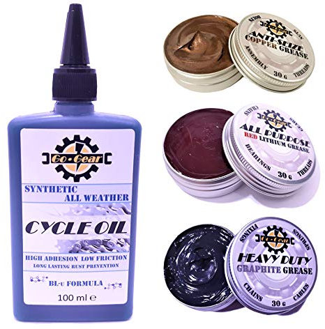 Go-Gear Grease & Oil Lube 4 Piece Multi-Pack For Bikes, Cycles, Cars, DIY, Bearings, Gears & Chains